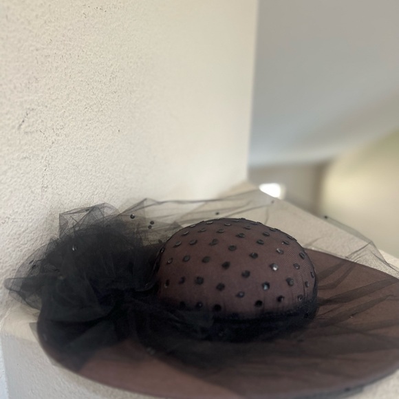Whittall & Shon Felt 100% Wool Brown Net Sequence Detail Hat Made in USA - Picture 11 of 11